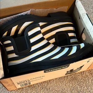 Women's Striped Winter & Rain Boots - Black, White, Yellow